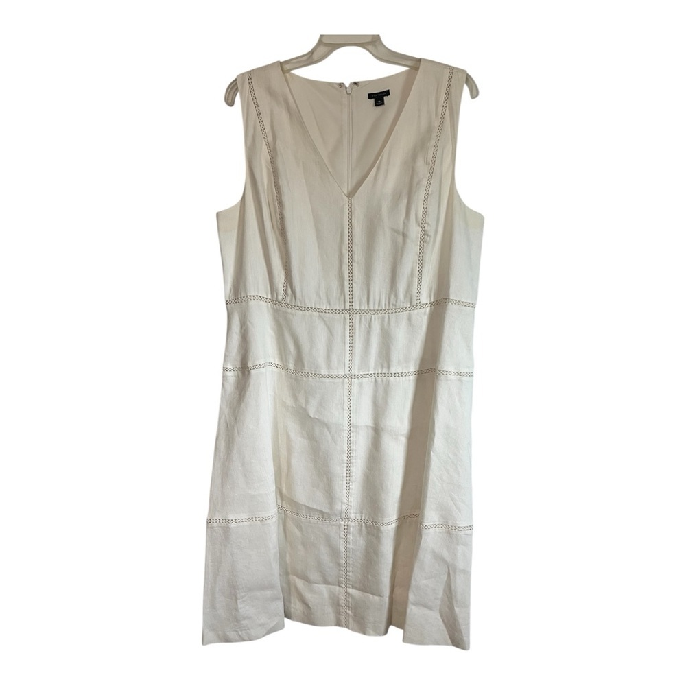 Ann Taylor Cream V-Neck Midi Dress